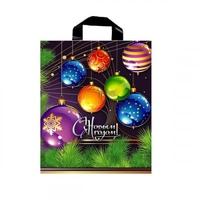 Пакет НГ 25х30 Шары цветные, Почта, Сиреневый шары, Новогодние сладости, Новогодние шары петля 65мкр